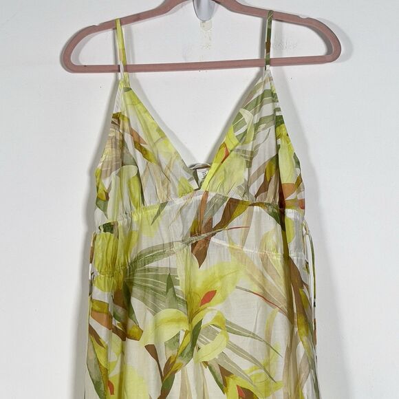 H&M Strappy Midi Dress Womens Sz M Cream Floral Drawstring Detail - Picture 4 of 13